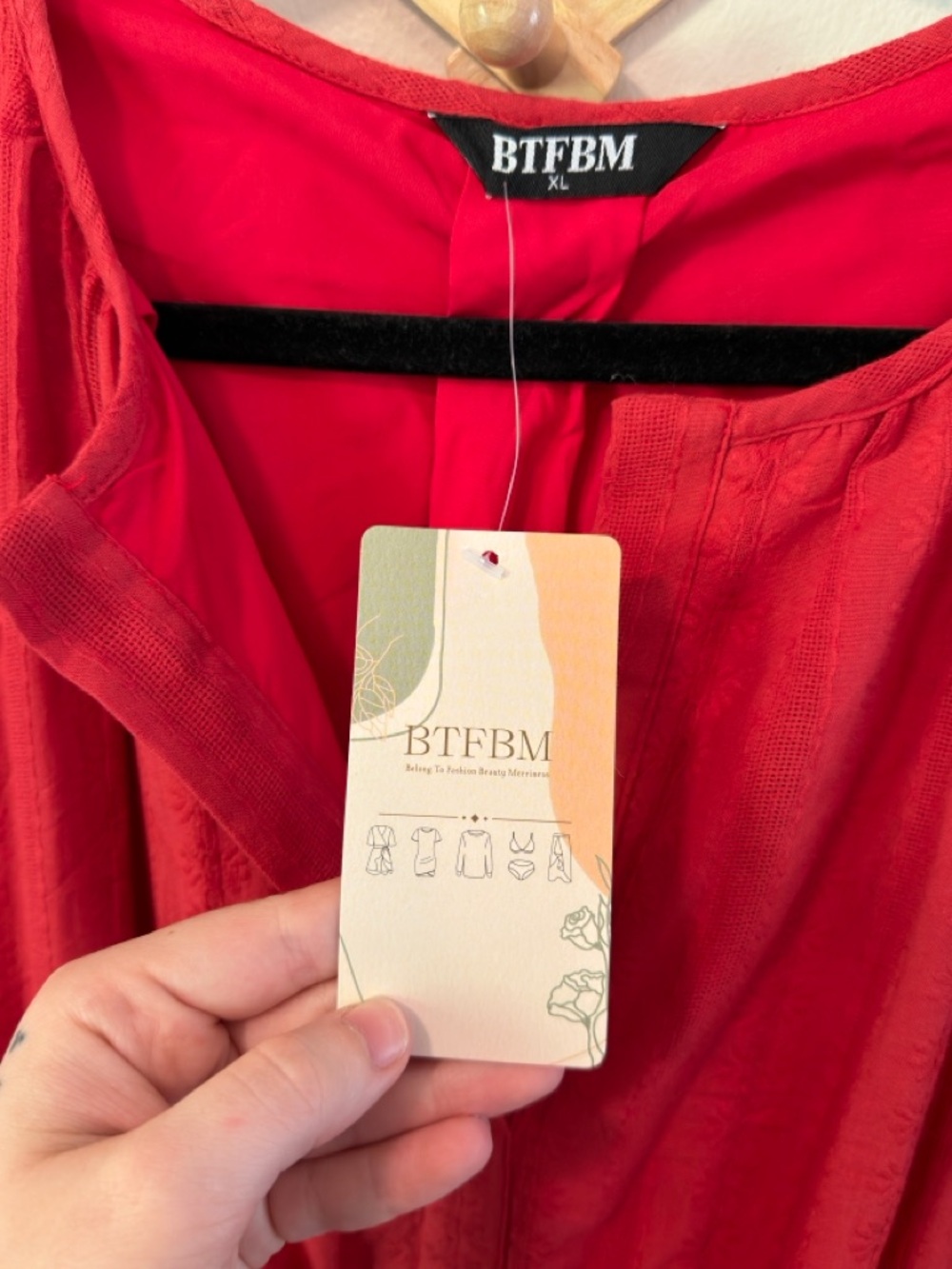 BTFBM Tiered Maxi Dress XL Red Boho NWT - Picture 3 of 6